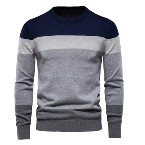 Herren Gestreifte Kontrast Dünne Pullover Basis Schicht Crew Hals Gestrickt Pullover Basis Schicht von Generic