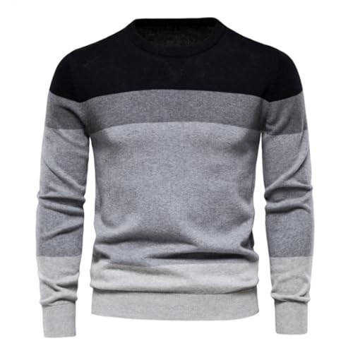 Herren Gestreifte Kontrast Dünne Pullover Basis Schicht Crew Hals Gestrickt Pullover Basis Schicht von Generic