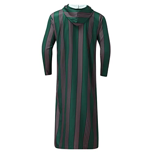 Herren Gestreifte Muslim Kaftan Muslim Naher Osten Arabisch Malaysia Lässig Langarm Lose Robe mit Kapuze Taiji Kleidung von Generic