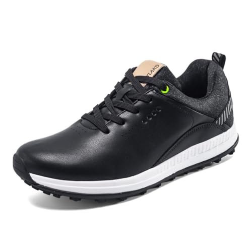 Herren Golf Sport Schuhe Spikless Wanderschuhe rutschfest Atmungsaktiv Leichte Workout Golfer Turnschuhe,Schwarz,40 EU von Generic