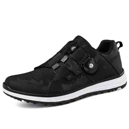 Herren Golfschuhe Bequeme rutschfeste Freizeitsportschuhe Zum Golfen Gehen Leichte Fitness-Turnschuhe,Schwarz,47 EU von Generic