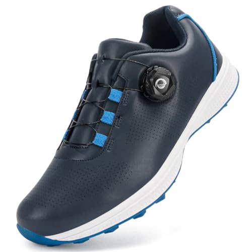 Herren Golfschuhe Für Das Gehen Und Outdoor-Training Professionelle rutschfeste Golfschuhe Ohne Spikes,Blau,49 EU von Generic