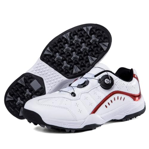 Herren Golfschuhe - Slip on Tennisschuhe Leichte Wasserabweisende Sportschuhe Für Golfen Und Tägliches Gehen,Rot,37 EU Herren Golfschuhe - Slip on Tennisschuhe Leichte Wasserabweisende Sportschuhe Für Golfen Und Tägliches Gehen,Rot,37 EU von Generic