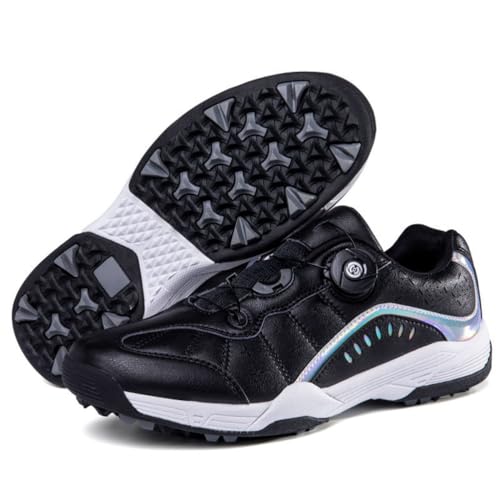 Herren Golfschuhe - Slip on Tennisschuhe Leichte Wasserabweisende Sportschuhe Für Golfen Und Tägliches Gehen,Schwarz,38 EU von Generic