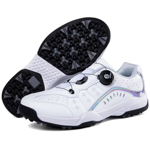 Herren Golfschuhe - Slip on Tennisschuhe Leichte Wasserabweisende Sportschuhe Für Golfen Und Tägliches Gehen,Weiß,42 EU von Generic