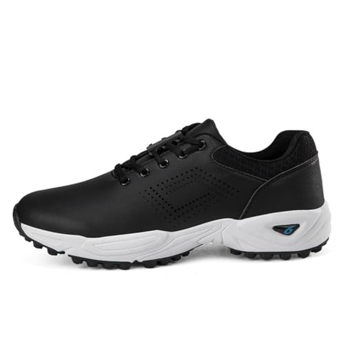 Herren Golfschuhe Wasserdicht Ohne Spikes Golfer Turnschuhe Leicht Outdoor Tennis Golfen Fitnesstrainer,Schwarz,42 EU von Generic