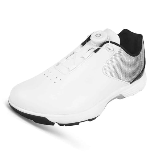 Herren Golfschuhe rutschfest Spikeless Atmungsaktiv Slip On Golf Sport Training Turnschuhe Lightwight Gym Tennisschuhe,Weiß,43 EU von Generic