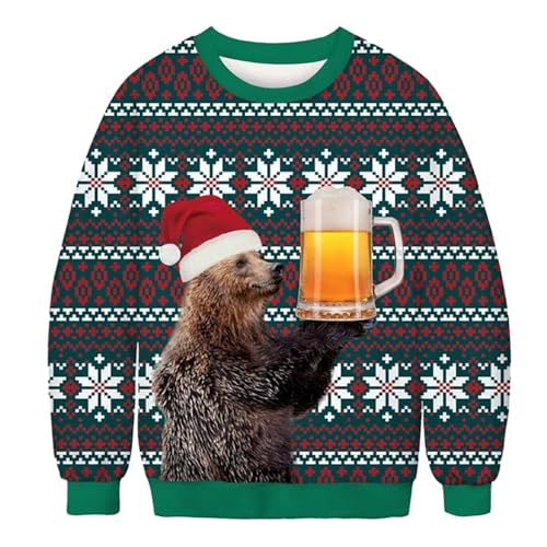 Herren Hässliche Winter Weihnachtspullover Oversized- Ugly Sweater 3D Druck -Lustig Weihnachts Pulli Warm Große Größen Weihnachtspulli Weihnachten mit Weihnachtsmotiv Lässig von Generic