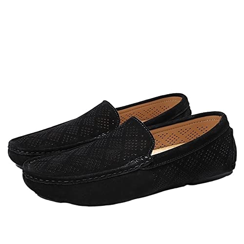 Herren Halbschuhe Mokassins Atmungsaktiv Einfaches Leder Flacher Absatz Bequem Leichtes Gehen Slip-on(Schwarz,43 EU) von Generic
