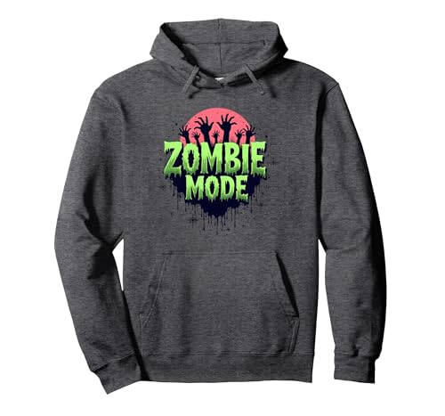 Herren Halloween Zombie Mode Gruselige Undead Grafik Pullover Hoodie, Unisex für Erwachsene, Anthrazit Meliert, S von Generic