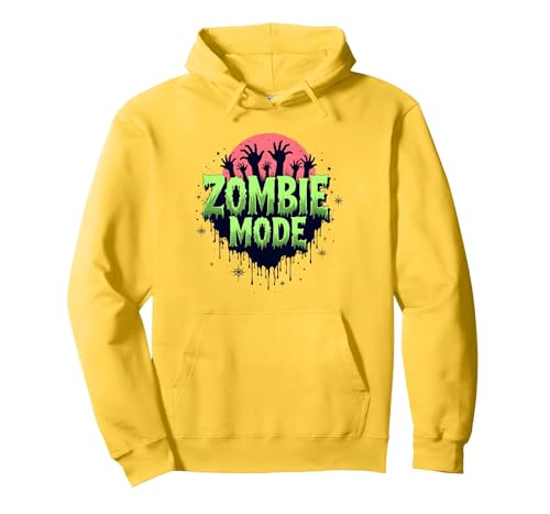 Herren Halloween Zombie Mode Gruselige Undead Grafik Pullover Hoodie, Unisex für Erwachsene, Gelb, XXL von Generic