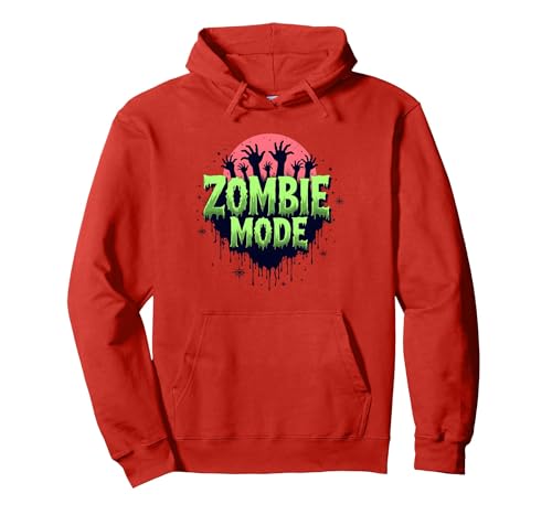 Herren Halloween Zombie Mode Gruselige Undead Grafik Pullover Hoodie, Unisex für Erwachsene, Rot, S von Generic