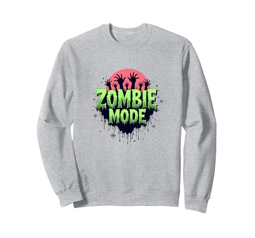 Herren Halloween Zombie Mode Gruselige Undead Grafik Sweatshirt, Unisex für Erwachsene, Grau Meliert, S von Generic