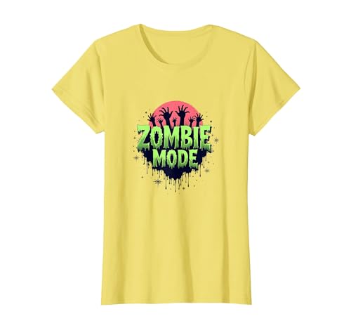 Herren Halloween Zombie Mode Gruselige Undead Grafik T-Shirt, Damen, Gelb, XS von Generic