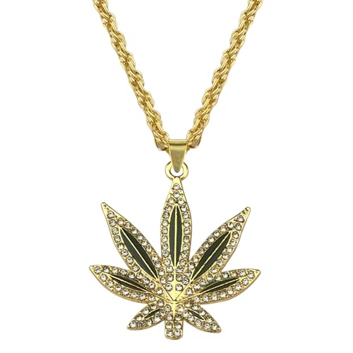 Herren Halsketten, Hip Hop Punk Strass Ahornblatt Anhänger Halskette Schmuck von Generic