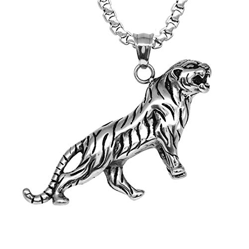 Herren Halsketten Anhänger Halsketten Tiger Edelstahl Anhänger Kleid Zubehör Titan Stahl Halsketten mit Kette 60CM von Generic