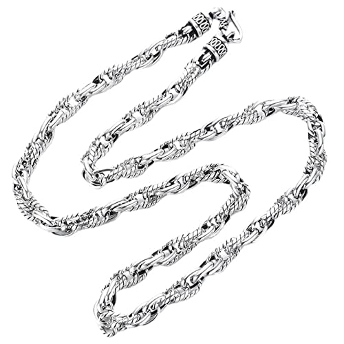 Herren Halsketten S925 Sterling Silber Vintage Thai Silber Herren Halskette Trendy Männer Dicker Abschnitt 8mm Twist Kette Mode Silber Kette von Generic