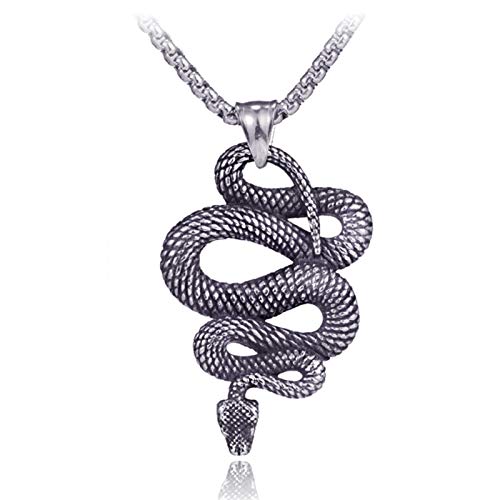 Herren-Halsketten aus Edelstahl, Titanstahl, Schlangentier, Titanstahl mit Kette von Generic