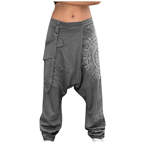 Herren Haremshose Mode,Männer Aladinhose Pluderhose Yoga G-o-a Hosen Sarouel Baggy Freizeithose (Grey, L) von Generic