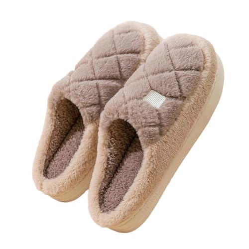 Herren Hausschuhe Winter Indoor Schuhe mit Dicker Sohle Gemütliche Design Pantoffeln für Männer Warme Weiche rutschfeste Hausschuhe (Coffee #1, 42) von Generic