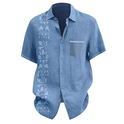 Herren Hawaiihemd Kurzarm Bedruckter Strandhemd,Herren Hemd Ohne Kragen,Herren Hemd Hochzeit Ivory,T Shirt M,Hemden Für Übergewichtige,Westernhemd Herren,Herren Hemden Modern von Generic