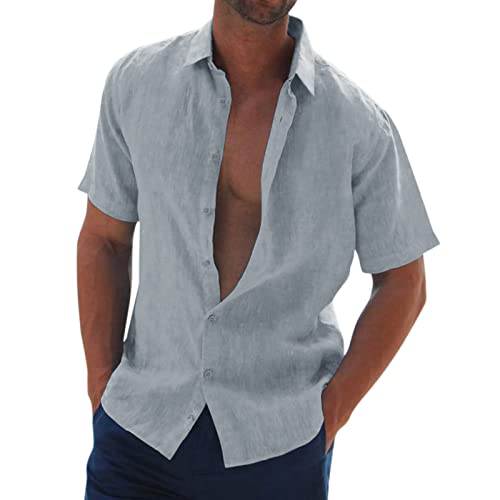 Herren Hemd Businesshemd Kurzarm Freizeithemd Herrenhemden Casual Regular Fit Bügelfrei Business Hemd Faltenfrei Formales Sommerhemd M-3XL von Generic