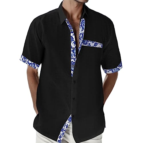 Herren Hemd Businesshemd Kurzarm Freizeithemd Herrenhemden Casual Regular Fit Bügelfrei Business Hemd Faltenfrei Formales Sommerhemd M-3XL von Generic