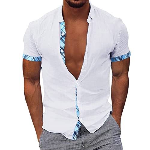 Herren Hemd Businesshemd Kurzarm Freizeithemd Herrenhemden Casual Regular Fit Bügelfrei Business Hemd Faltenfrei Formales Sommerhemd M-3XL von Generic