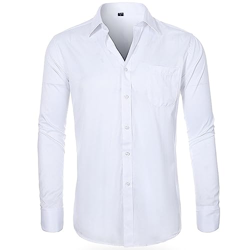 Herren Hemd Langarm Atmungsaktiv Button Down Hemd Business Regular Revers Hemd Männer Langarmhemd Freizeithemd für Sport Freizeit Arbeit von Generic