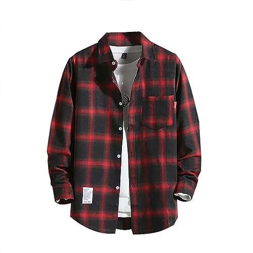Herren Hemd Langarm Freizeit Regular Fit Kariertes Freizeithemd Button Down Hemd Bügelfrei Regular Fit Hemd Businesshemden mit Tasche Herren Hemd Langarm Freizeit Regular Fit Kariertes Freizeithemd Button Down Hemd Bügelfrei Regular Fit Hemd Businesshemden mit Tasche von Generic