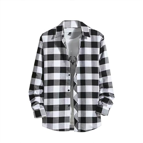 Herren Hemd Langarm Freizeithemd mit Tasche Arbeitshemd Herrenhemd Langarm Langarm Holzfäller Jacke Hemdjacke Langarm Kariertes Hemd Schwarz Übergröße Flanell Jacke Rot Karo Slim Fit Holzfällerhemd von Generic