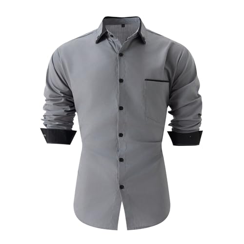 Herren Hemd Langarm Regular Fit Oberhemd Für Männer Anzug Business Hochzeit Freizeit Party Formale Button Down Businesshemden Freizeithemd Grau XL Herren Hemd Langarm Regular Fit Oberhemd Für Männer Anzug Business Hochzeit Freizeit Party Formale Button Down Businesshemden Freizeithemd Grau XL von Generic