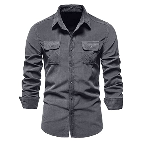 Herren Hemd Langarm Regular Fit Revershemd Button Down Shirts Outdoor Sportliches Freizeithemd Angelhemd Für Männer Bequem Leichte Atmungsaktives von Generic