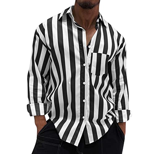 Herren Hemd Langarm Sommer Gestreifte Freizeithemden Casual mit Knöpfen Regular Fit Freizeithemden Männer Regular Fit Baumwollehemden Herren Hemd Langarm Sommer Gestreifte Freizeithemden Casual mit Knöpfen Regular Fit Freizeithemden Männer Regular Fit Baumwollehemden von Generic