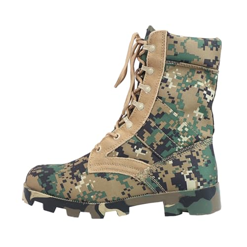 Herren High Top Militärstiefel Schnürstiefel Leicht Rutschfest Atmungsaktiv Dschungelschuhe Für Rucksacktouren Bergsteigen Reisen Armee Outdoor Dschungeljagd(Green,45 EU) von Generic