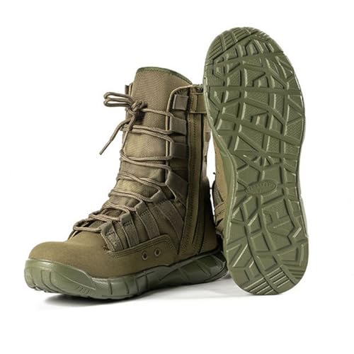 Herren High Top Militärstiefel Schnürstiefel Mit seitlichem Reißverschluss Leicht und bequem Für Arbeit Rucksackreisen Bergsteigen Reisen Outdoor Dschungeljagd Schuhe(Green,40 EU) von Generic