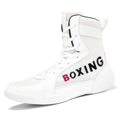 Herren High Top Professionelle Wrestling Schuhe Atmungsaktiv Leichte Männliche Kampftrainingsstiefel Fitness Sport Turnschuhe,Weiß,42 EU Herren High Top Professionelle Wrestling Schuhe Atmungsaktiv Leichte Männliche Kampftrainingsstiefel Fitness Sport Turnschuhe,Weiß,42 EU von Generic