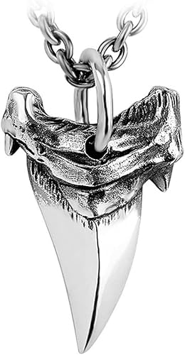Herren Hip Hop S925 Sterling Silber Einzigartige Persönlichkeit Haifischzahn Anhänger Halskette von Generic