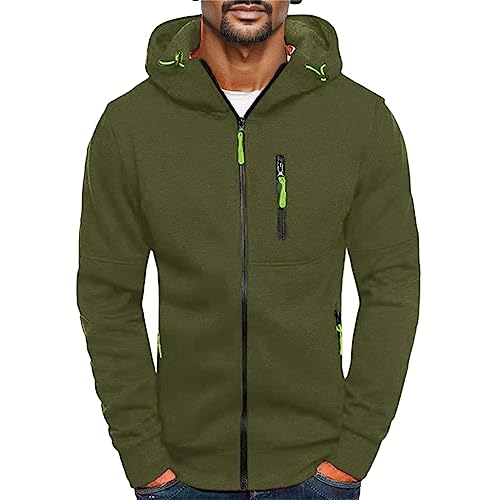 Herren Hoodie Sweatjacke Kapuzenpullover Sweatshirt Einfarbig Kapuzenjacke Kapuzenpulli mit Reißverschluss Langarm Sport Style Casual Fitness Training Basic Kapuzenpullover von Generic