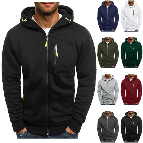 Herren Hoodie Sweatjacke Kapuzenpullover Sweatshirt Kapuzenjacke Kapuzenpulli mit Reißverschluss Langarm Sport Style Casual Fitness Training Basic Jacke von Generic