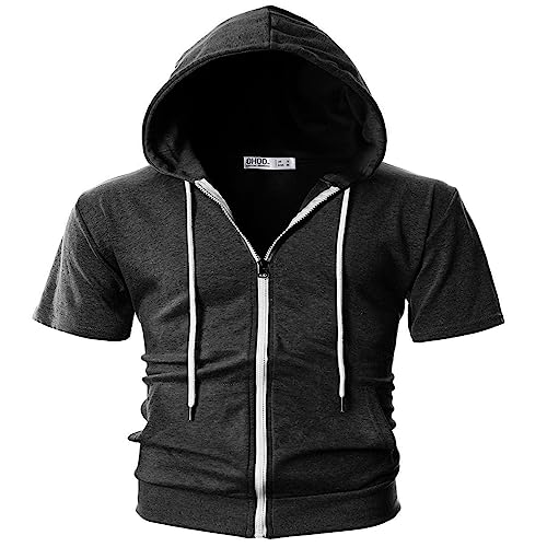 Herren Hoody Sweatjacke Kurzarm Zipper Kapuzenpullover Oversize Sweat Jacken Kapuzenjacke Herbst Winter Sweatshirt Kapuzenpullover Pullover Hoodie Streetwear Tops Paar Geschenke Dunkelgrau XXL von Generic