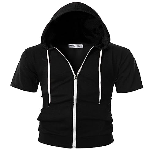 Herren Hoody Sweatjacke Kurzarm Zipper Kapuzenpullover Oversize Sweat Jacken Kapuzenjacke Herbst Winter Sweatshirt Kapuzenpullover Pullover Hoodie Streetwear Tops Paar Geschenke Schwarz XL von Generic