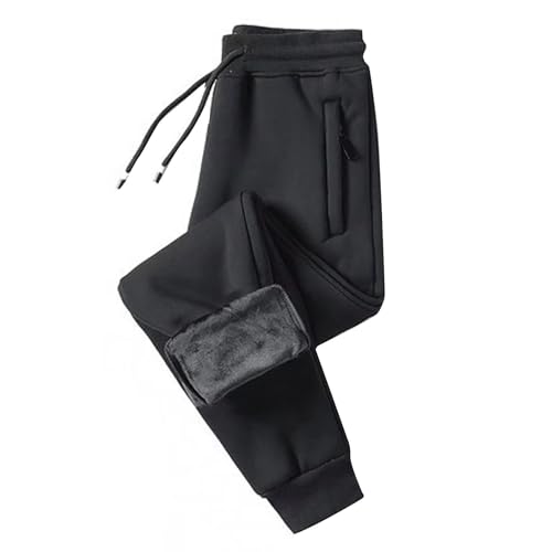 Herren Hose Warme Jogginghose Winter Fleece Hose Sherpa gefütterte Trainingshose Männer Thermohose Sporthose mit Taschen Herren Sweathose Thermo Mode Winterhose Atmungsaktiv Freizeithose von Generic