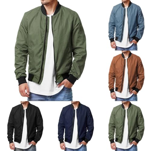 Herren Jacke Leichte Dünne mit Ärmeltasche Blouson Herbstjacke Übergangsjacke Stehkragen Freizeit mit Tasche von Generic