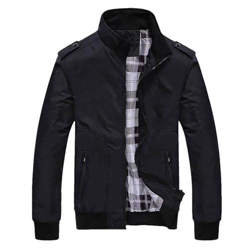 Herren Jacke Regular Fit Sommer Übergangsjacke Leichtgewicht Freizeitjacke Bomber Sportjacke Herren Bomberjacke Übergangsjacke mit Stehkragen Jacke Kurz Mantel für Business von Generic