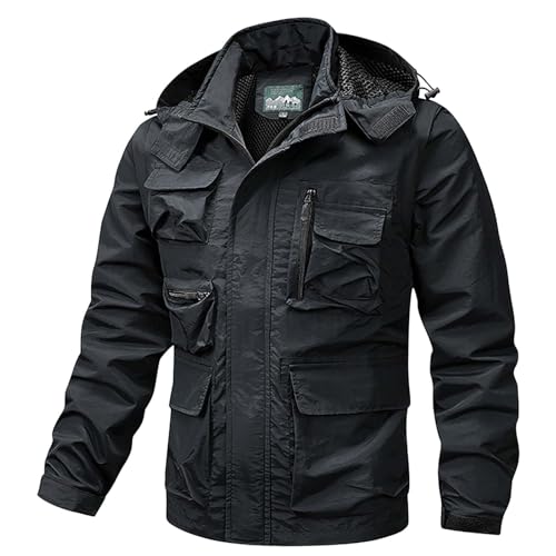 Herren Jacke mit abnehmbaren Ärmeln, Lässige Outdoor-Windjacke für Herren, mehrere Taschen, schnell trocknend, für Taktik, Klettern, Camping, Outdoor Multifunktionsweste, Anglerweste, Fotografie von Generic