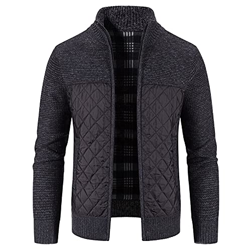 Herren Jacke übergangsjacke Winter Wasserdicht Warme Daunenjacken Leicht Gefüttert Steppjacke Atmungsaktiv Wintermantel mit Stehkragen Zip Outdoor (Schwarz, L) von Generic