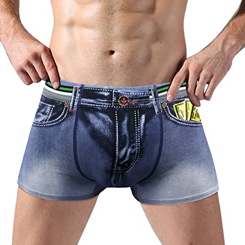 Herren Jeans Kurze, UnterwäSche Herren Slips FüR MäNner mit Druck Boxershorts Herren Locker Weich Leicht und Atmungsaktiv Unterhosen MäNner Retroshorts für Den Täglichen Sports Im Freien von Generic