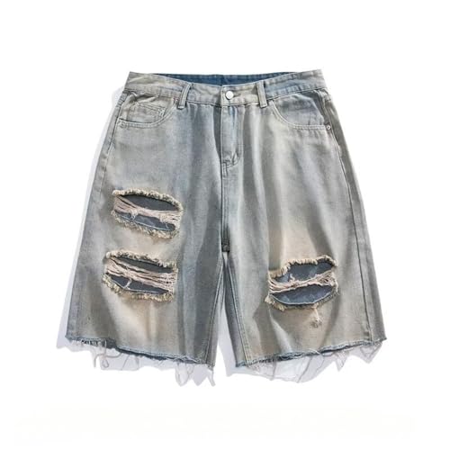 Herren Jeans-Shorts Mit Lockerem Loch Sommer LäSsiger Distressed Ripped Short Jeans Zerfetzte, Gewaschene Jeans-Kurzhose from liangduming (XXL,Hellblau) von Generic