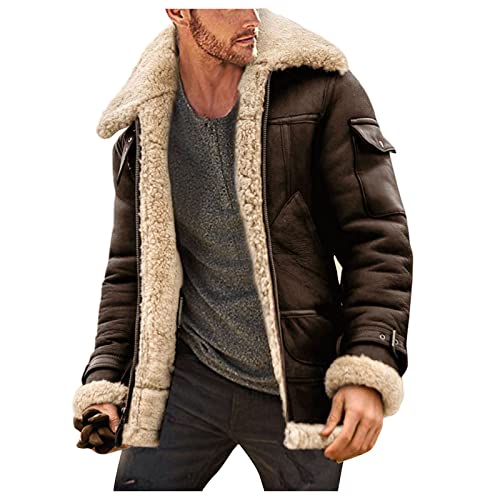 Herren Jeansjacke Übergangsjacke Trucker Jacket Jacke mit Fell Teddyfell Jeans Denim Jacket Freizeitjacke Vintage Retro Classic Street Style von Generic